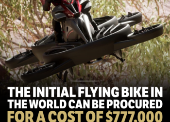 The initial flying bike in the world can be procured for a cost of $777,000 4 The initial flying bike in the world can be procured for a cost of $777,000