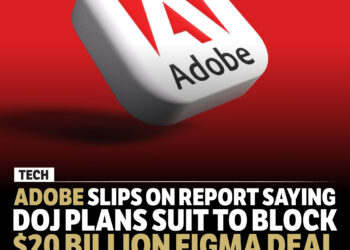 Adobe slips on report saying DOJ plans suit to block $20 billion Figma deal. 4 Adobe slips on report saying DOJ plans suit to block $20 billion Figma deal