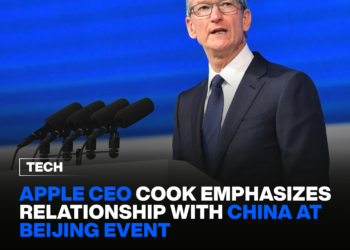 Apple CEO Cook emphasizes relationship with China at Beijing event. 4 Apple CEO Cook emphasizes relationship with China at Beijing event.