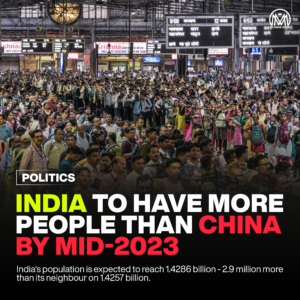 India to have more people than China by mid-2023.