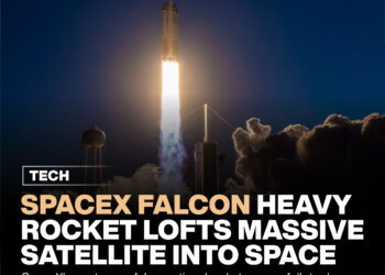 SpaceX Falcon Heavy Rocket Lofts Massive Satellite Into Space. 10 SpaceX Falcon Heavy Rocket Lofts Massive Satellite Into Space.