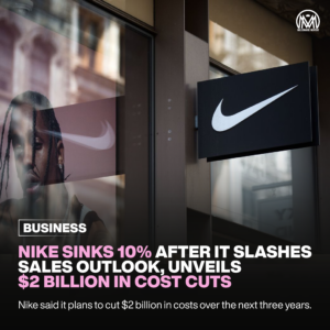 Nike sinks 10% after it slashes sales outlook, unveils $2 billion in cost cuts