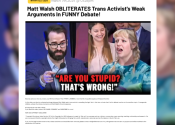 Matt Walsh OBLITERATES Trans Activist's Weak Arguments In FUNNY Debate! 9 Matt Walsh OBLITERATES Trans Activist's Weak Arguments In FUNNY Debate! Need an advice on how to protect your IRA from inflation? Text "FFIRA" to 989898 or click the link: https://birchgold.com/freedomfrontline In this video, we dive into a heated exchange between Matt Walsh and a trans activist, unraveling the logic fails in their two-minute clash. As the debate touches on the sensitive topic of transgender children, witness the intense moments and Matt Walsh's forceful response. â–ºSubscribe for new daily videos. If you liked this video, please LIKE, SHARE, COMMENT and SUBSCRIBE for more! FAIR-USE COPYRIGHT DISCLAIMER * Copyright Disclaimer Under Section 107 of the Copyright Act 1976, allowance is made for "fair use" for purposes such as criticism, commenting, news reporting, teaching, scholarship, and research. Fair use is a use permitted by copyright statute that might otherwise be infringing. Non-profit, educational or personal use tips the balance in favor of fair use. If you are the legal content owner of any videos used here and would like them removed, please contact miki@millmentor.com. Any infringement was not done on purpose and will be rectified to the satisfaction of all parties. AFFILIATE DISCLOSURE: Some of the links in this video's description are affiliate links, meaning, at no additional cost to you, the owner may earn a commission if you click through, make a purchase, and/or opt-in.
